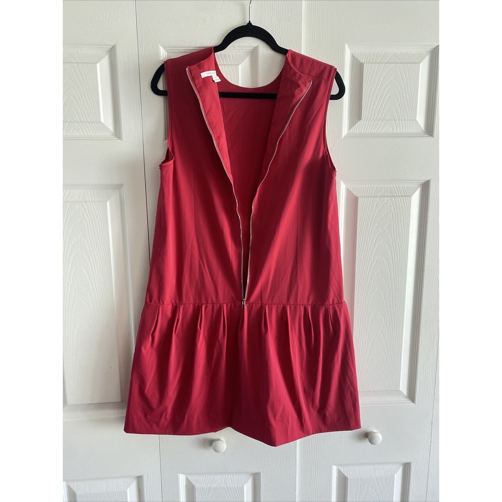 Diane von Furstenberg Drop Waist Shift Dress Womens Size 12 Red Pleated Designer - Picture 6 of 8